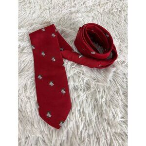 Vintage Surrey Tie Necktie Red Christmas Bells Holiday Cheer!